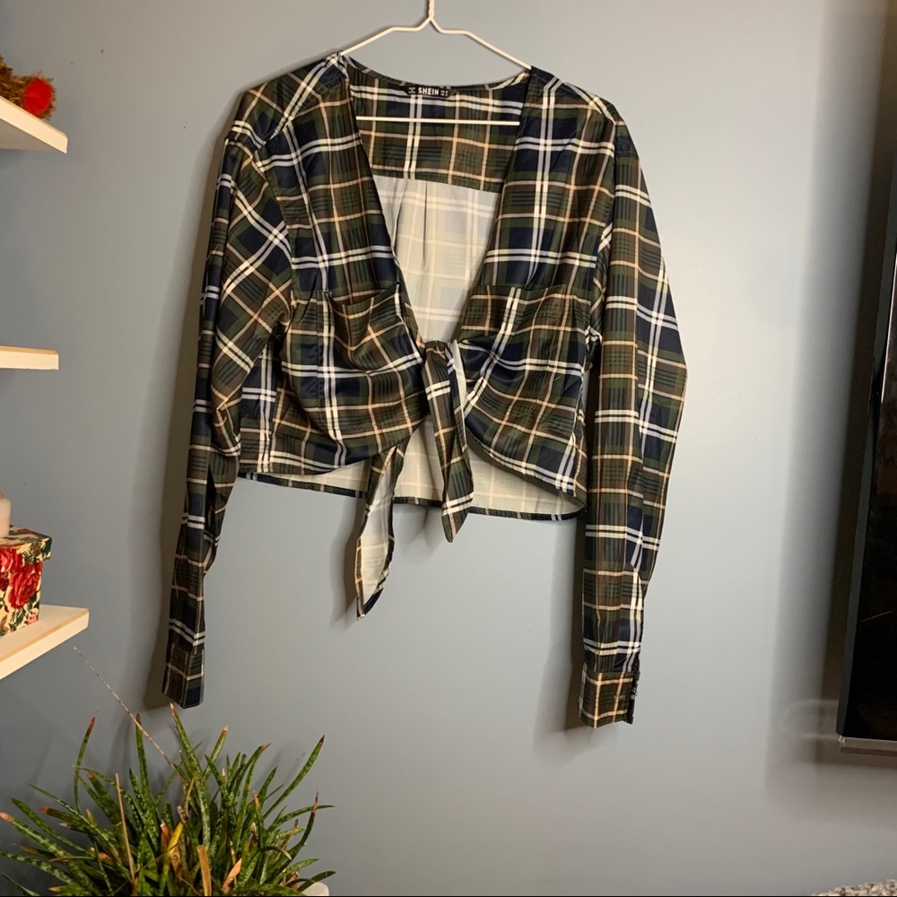 SHEIN tie faux flannel